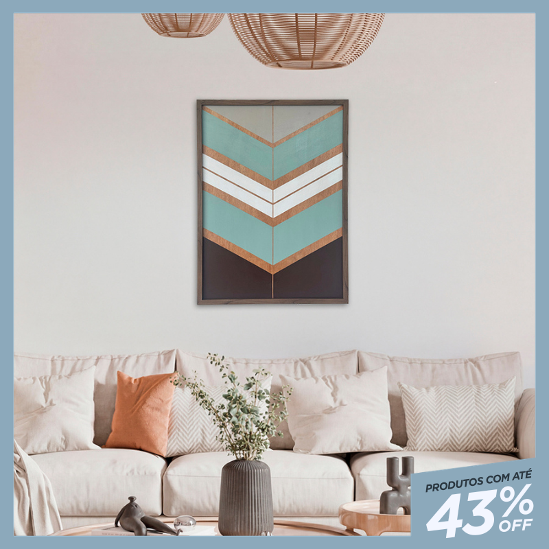 Quadro Geométrico Tribal Flecha Vertical 80x60cm - Nobre Madeira