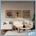 Kit 3 Quadros Equilíbrio 60x60cm com Fundo em Tecido - Nobre Madeira