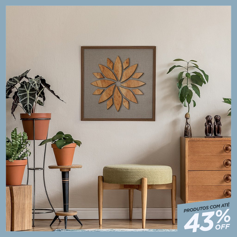 Quadro Mandala Flor de Lótus 60x60cm - Nobre Madeira