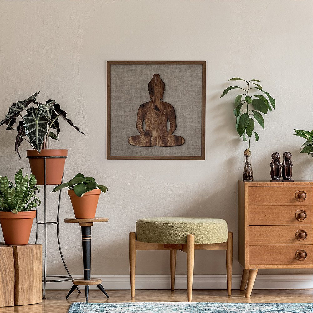 Quadro Buda em Alto Relevo 60x60cm - Nobre Madeira