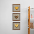 Kit 3 Quadros Coração Moldura Amadeirada 25x25cm - Nobre Madeira