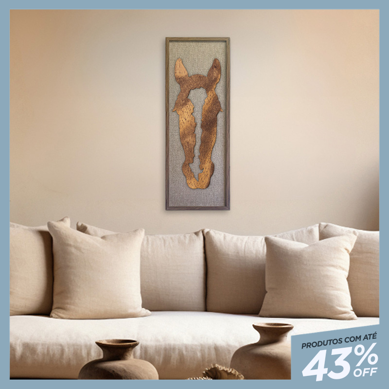 Quadro Cabeça de Cavalo em Alto Relevo 100x35cm - Nobre Madeira