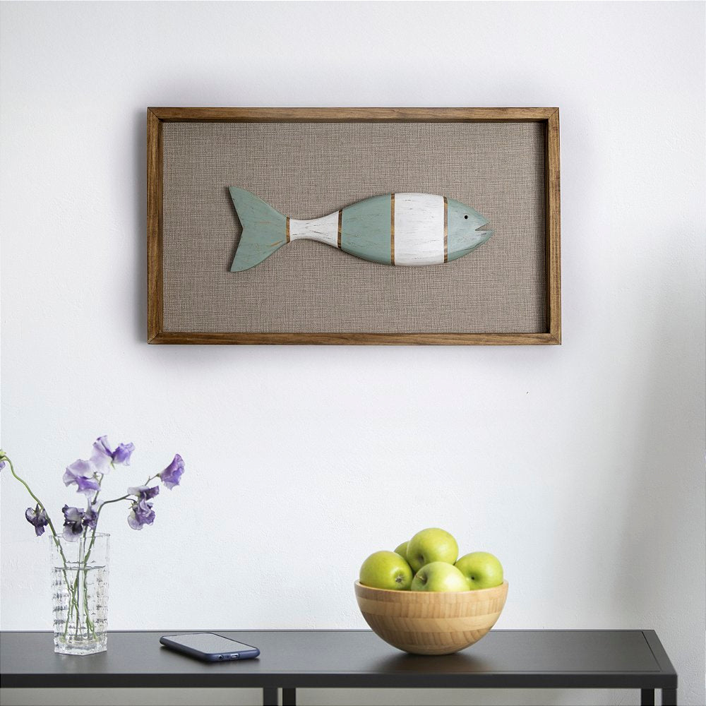 Quadro Peixe em Alto Relevo 70x40cm - Nobre Madeira